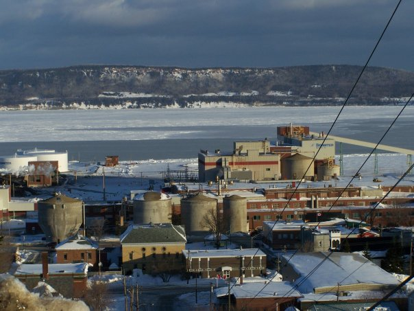 Arial panorama of mill, looking north